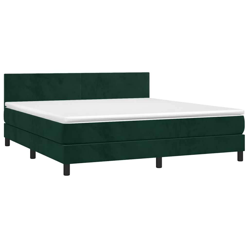 Boxspring met matras en LED fluweel donkergroen 160x200 cm is nu te koop bij PeponiXL, paradijselijk wonen!