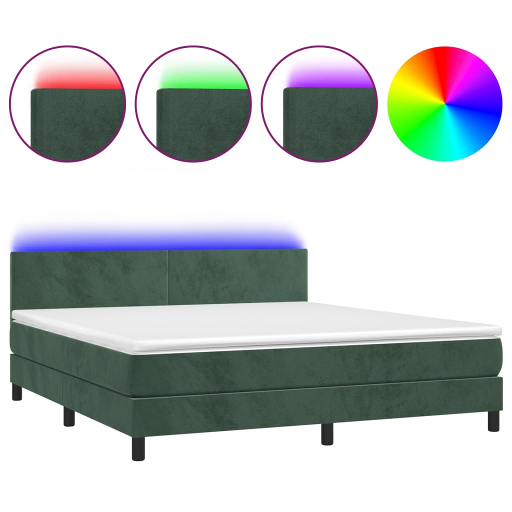 Boxspring met matras en LED fluweel donkergroen 180x200 cm is nu te koop bij PeponiXL, paradijselijk wonen!