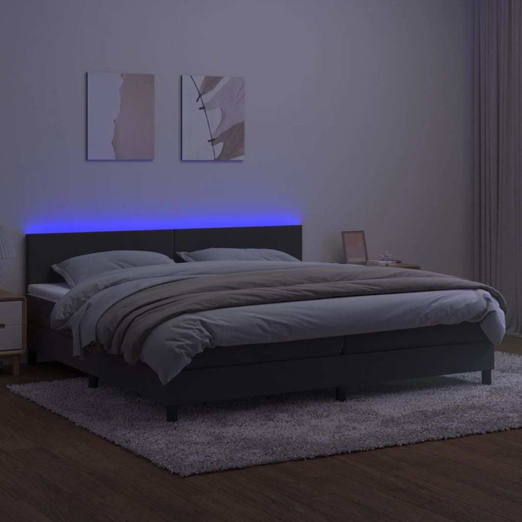 Boxspring met matras en LED fluweel donkergrijs 200x200 cm is nu te koop bij PeponiXL, paradijselijk wonen!