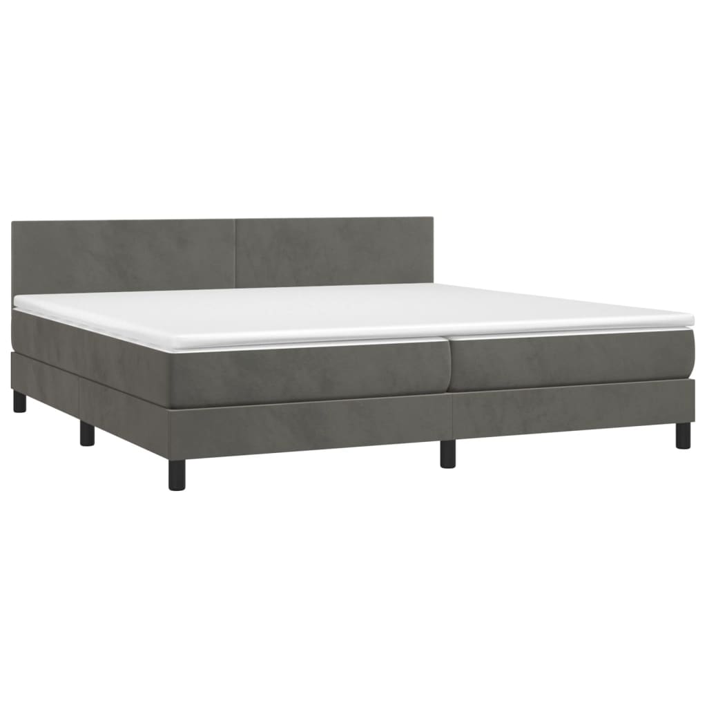 Boxspring met matras en LED fluweel donkergrijs 200x200 cm is nu te koop bij PeponiXL, paradijselijk wonen!