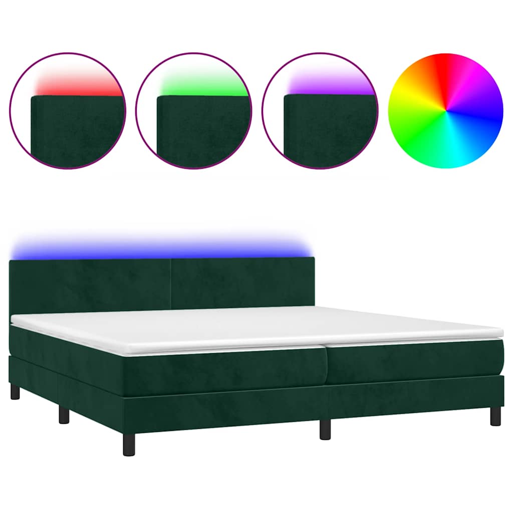 Boxspring met matras en LED fluweel donkergroen 200x200 cm is nu te koop bij PeponiXL, paradijselijk wonen!