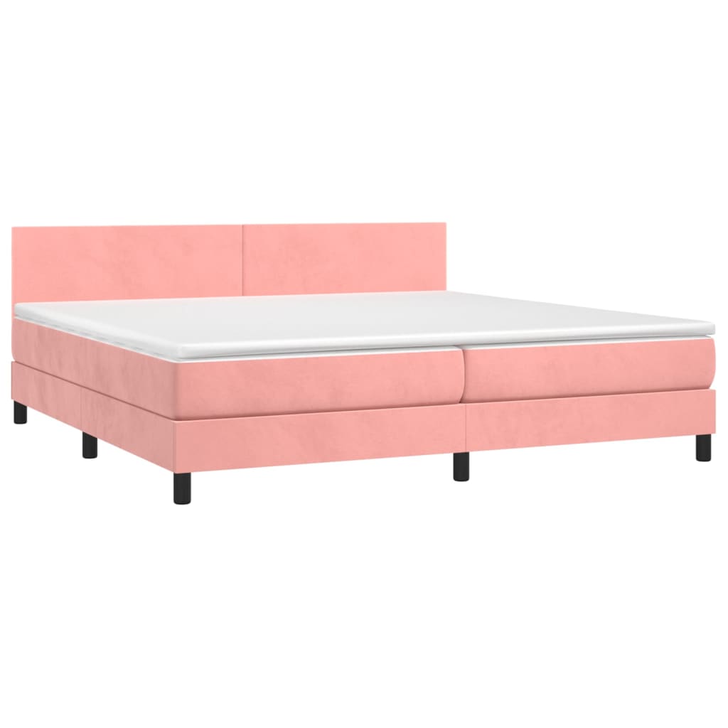 Boxspring met matras en LED fluweel roze 200x200 cm is nu te koop bij PeponiXL, paradijselijk wonen!