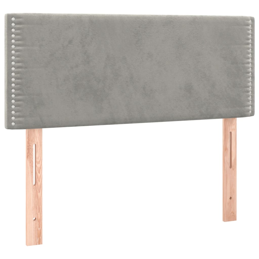 Boxspring met matras en LED fluweel lichtgrijs 90x200 cm is nu te koop bij PeponiXL, paradijselijk wonen!
