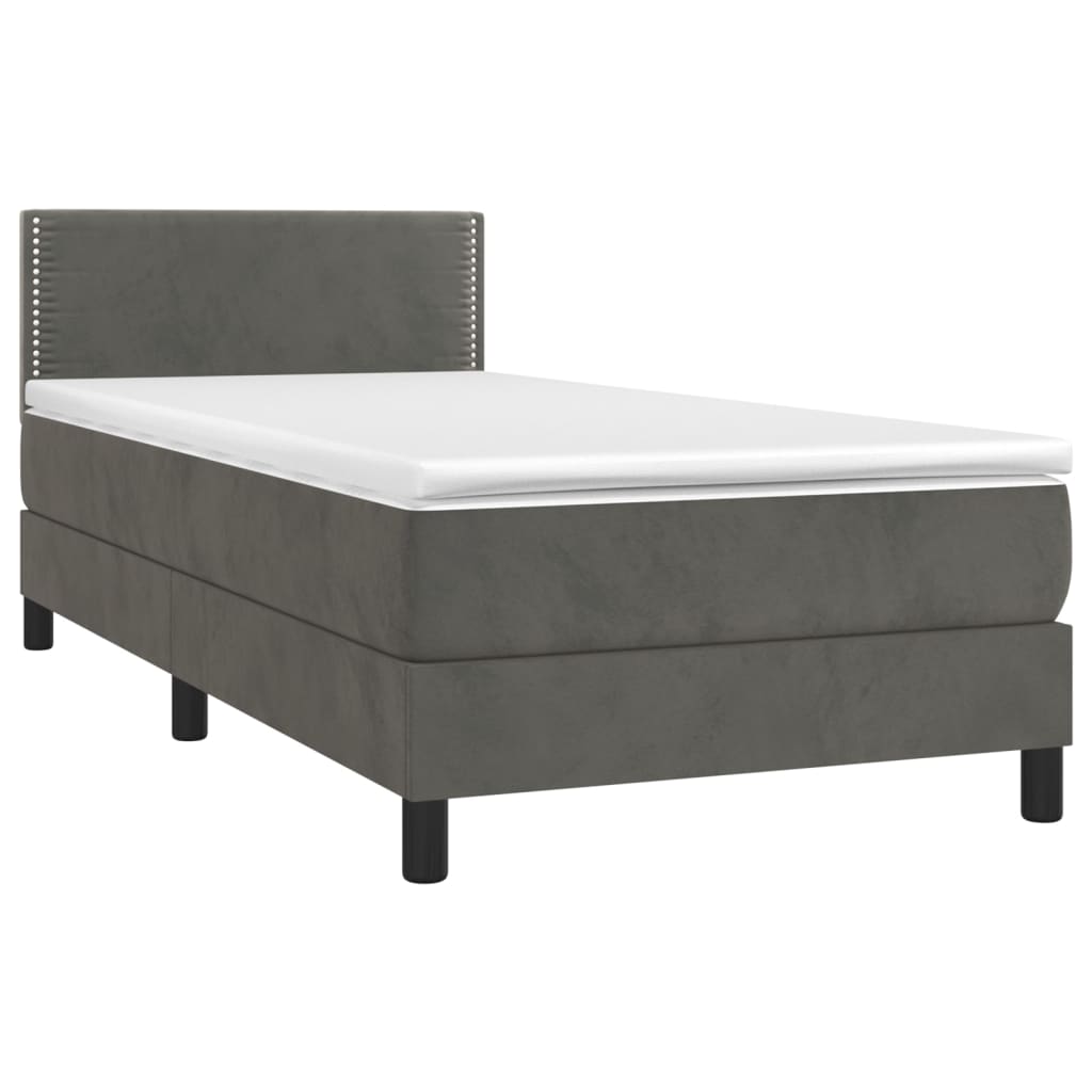 Boxspring met matras en LED fluweel donkergrijs 100x200 cm is nu te koop bij PeponiXL, paradijselijk wonen!
