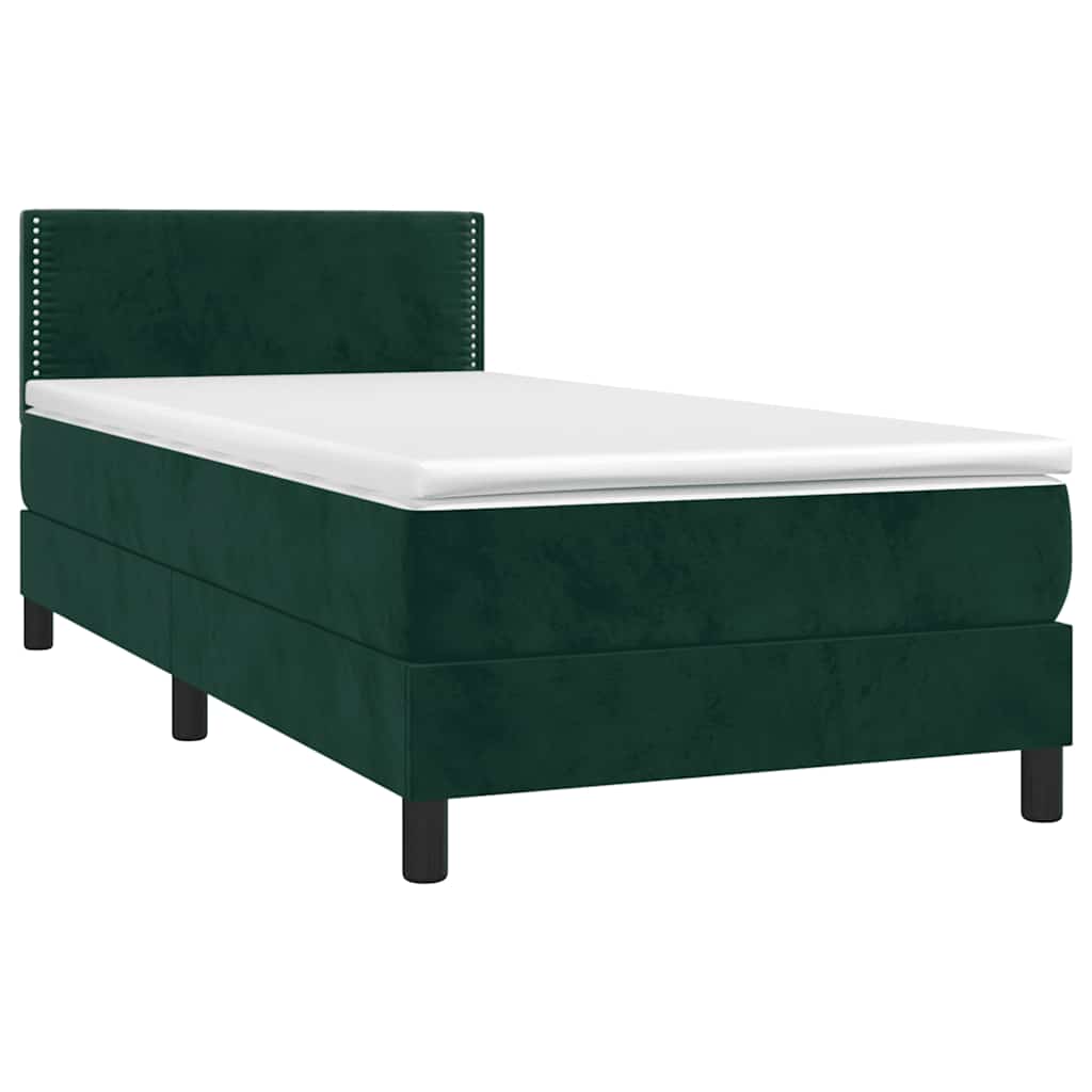 Boxspring met matras en LED fluweel donkergroen 100x200 cm is nu te koop bij PeponiXL, paradijselijk wonen!