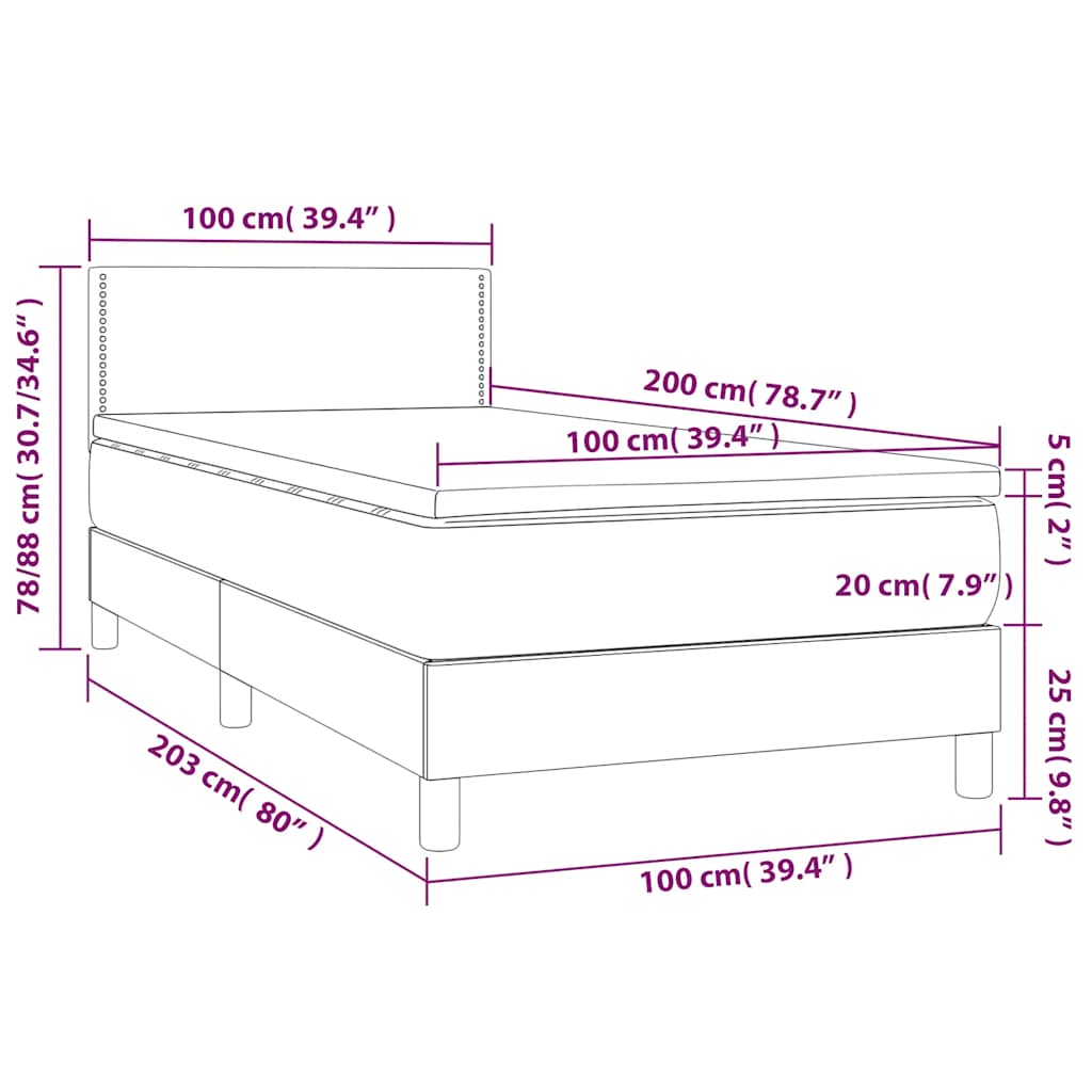 Boxspring met matras en LED fluweel donkergroen 100x200 cm is nu te koop bij PeponiXL, paradijselijk wonen!