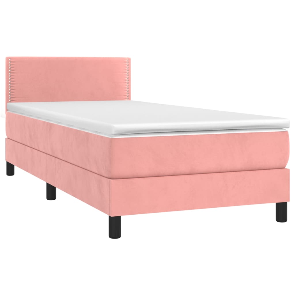 Boxspring met matras en LED fluweel roze 100x200 cm is nu te koop bij PeponiXL, paradijselijk wonen!