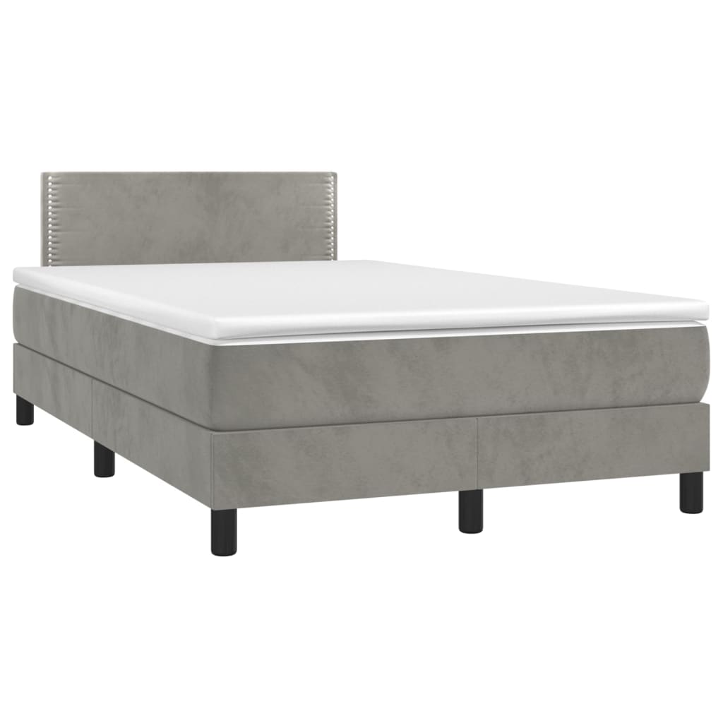 Boxspring met matras en LED fluweel lichtgrijs 120x200 cm is nu te koop bij PeponiXL, paradijselijk wonen!