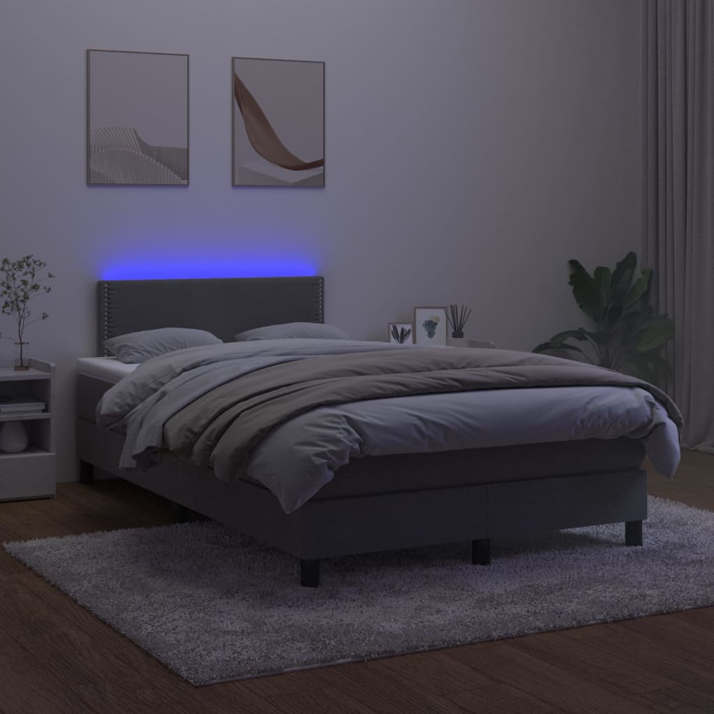 Boxspring met matras en LED fluweel donkergrijs 120x200 cm is nu te koop bij PeponiXL, paradijselijk wonen!