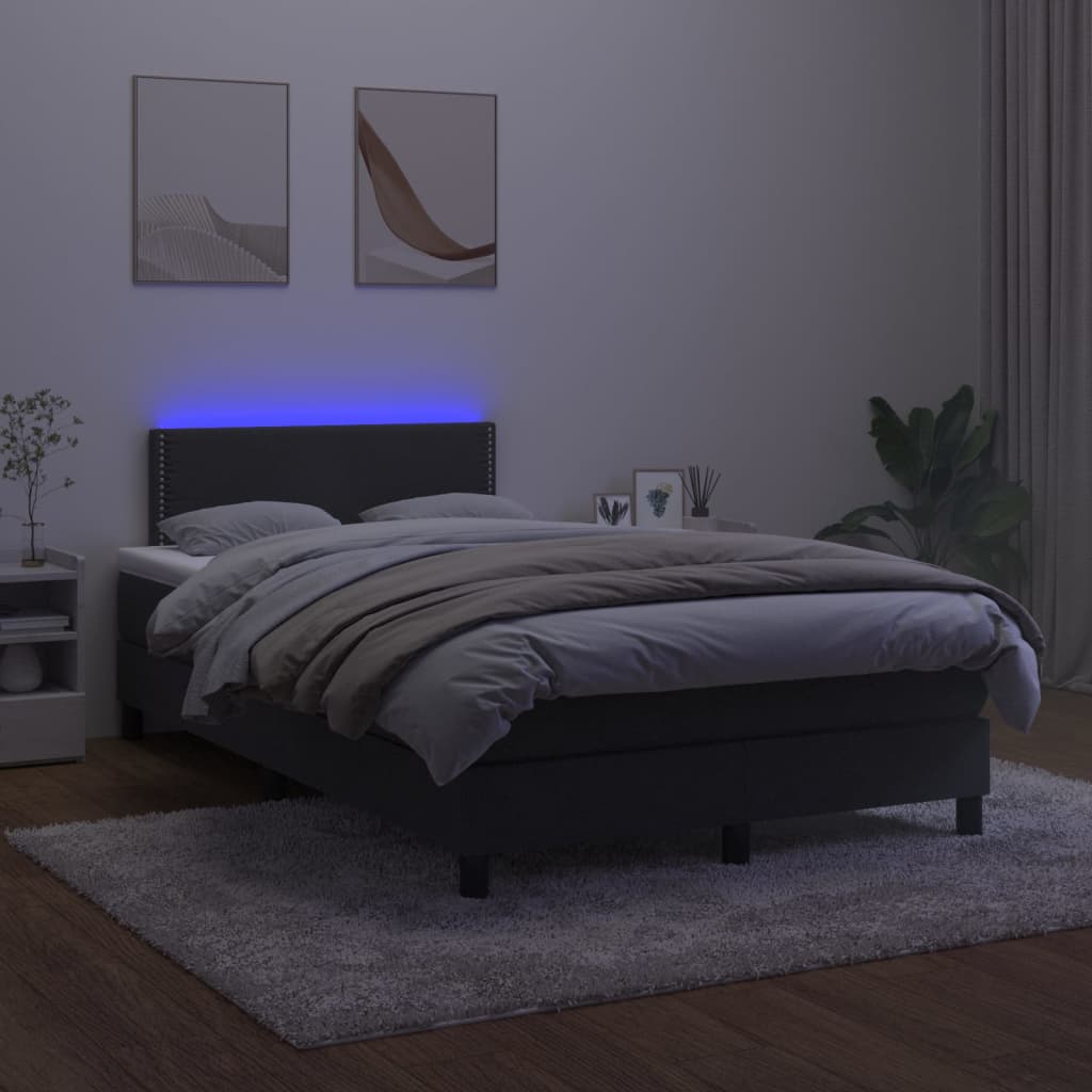 Boxspring met matras en LED fluweel zwart 120x200 cm is nu te koop bij PeponiXL, paradijselijk wonen!