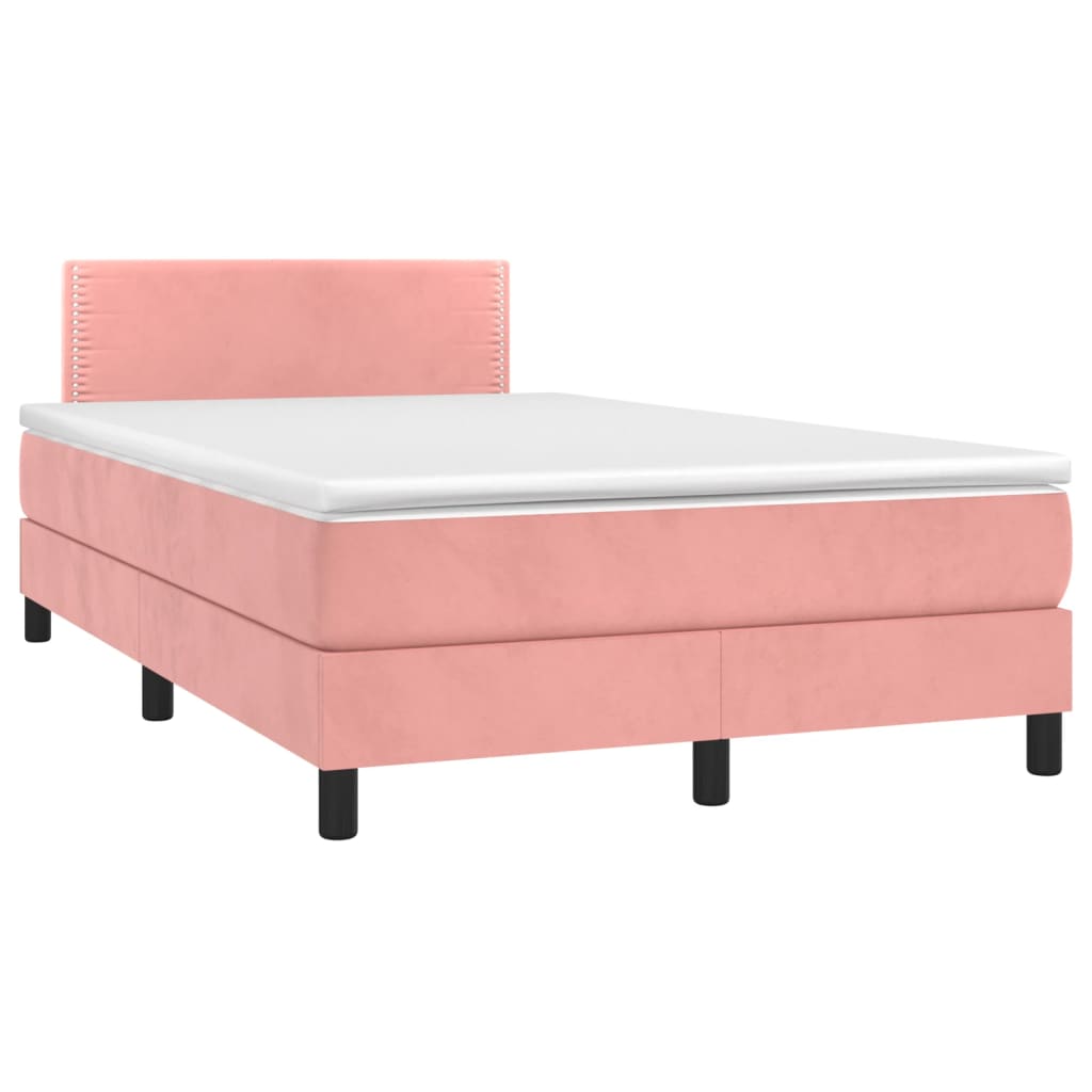 Boxspring met matras en LED fluweel roze 120x200 cm is nu te koop bij PeponiXL, paradijselijk wonen!