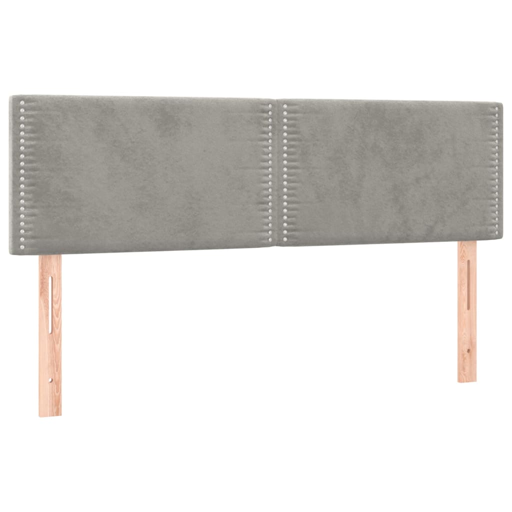 Boxspring met matras en LED fluweel lichtgrijs 140x190 cm is nu te koop bij PeponiXL, paradijselijk wonen!