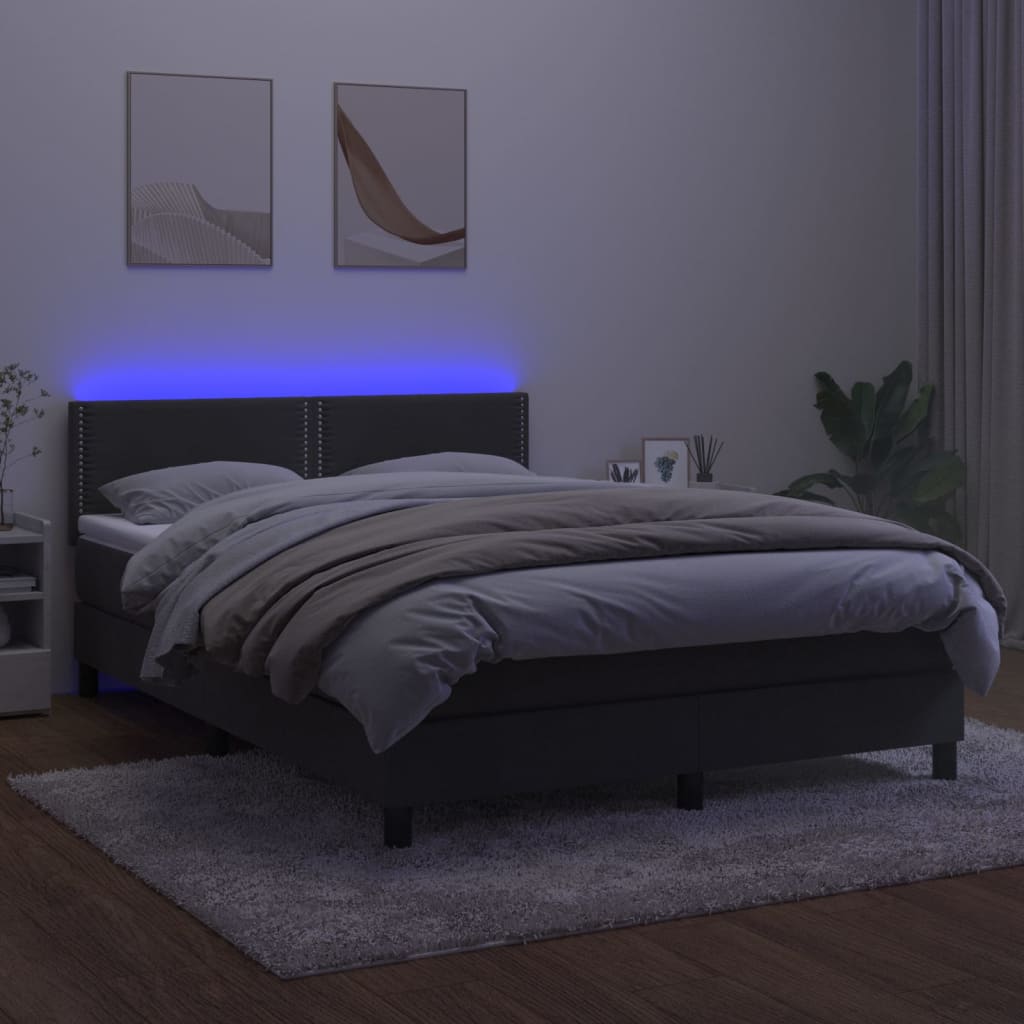 Boxspring met matras en LED fluweel donkergrijs 140x190 cm is nu te koop bij PeponiXL, paradijselijk wonen!