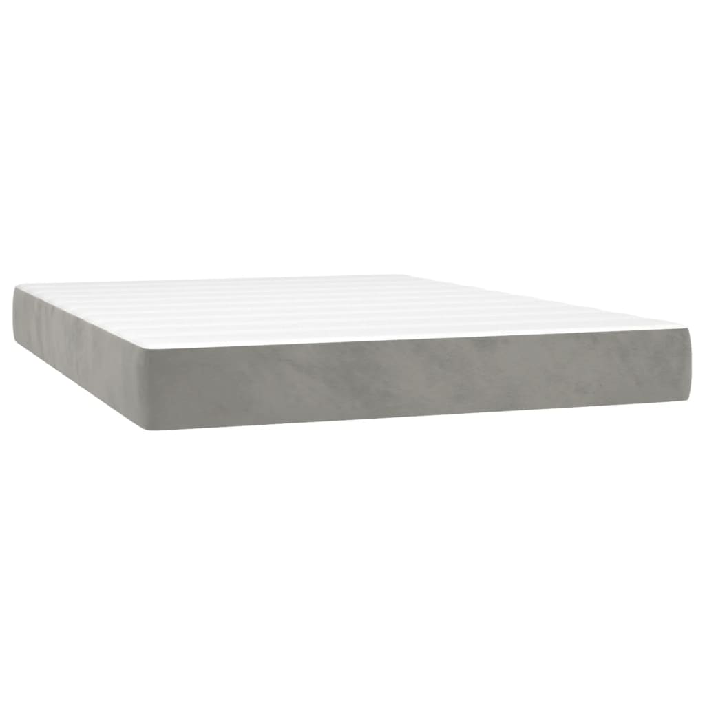 Boxspring met matras en LED fluweel lichtgrijs 140x200 cm is nu te koop bij PeponiXL, paradijselijk wonen!