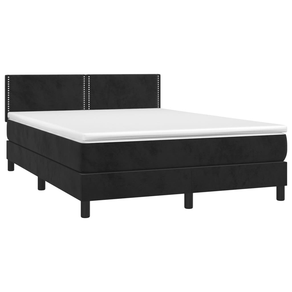 Boxspring met matras en LED fluweel zwart 140x200 cm is nu te koop bij PeponiXL, paradijselijk wonen!