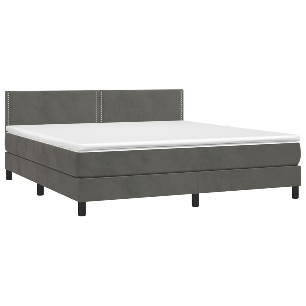 Boxspring met matras en LED fluweel donkergrijs 160x200 cm is nu te koop bij PeponiXL, paradijselijk wonen!