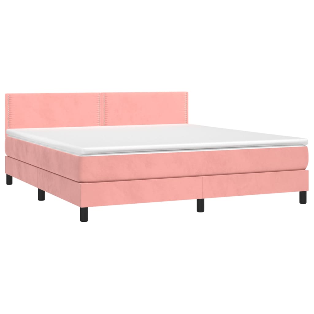 Boxspring met matras en LED fluweel roze 160x200 cm is nu te koop bij PeponiXL, paradijselijk wonen!