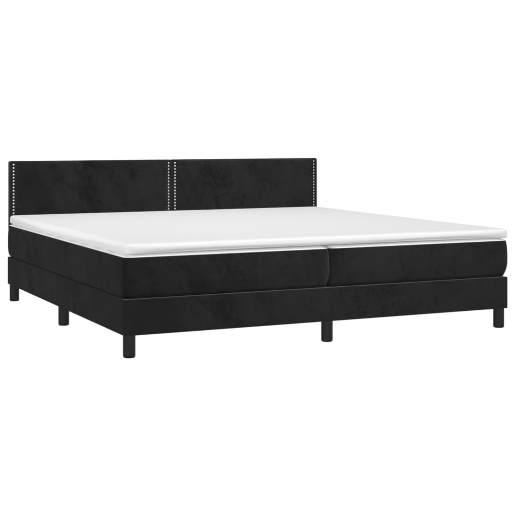 Boxspring met matras en LED fluweel zwart 200x200 cm is nu te koop bij PeponiXL, paradijselijk wonen!