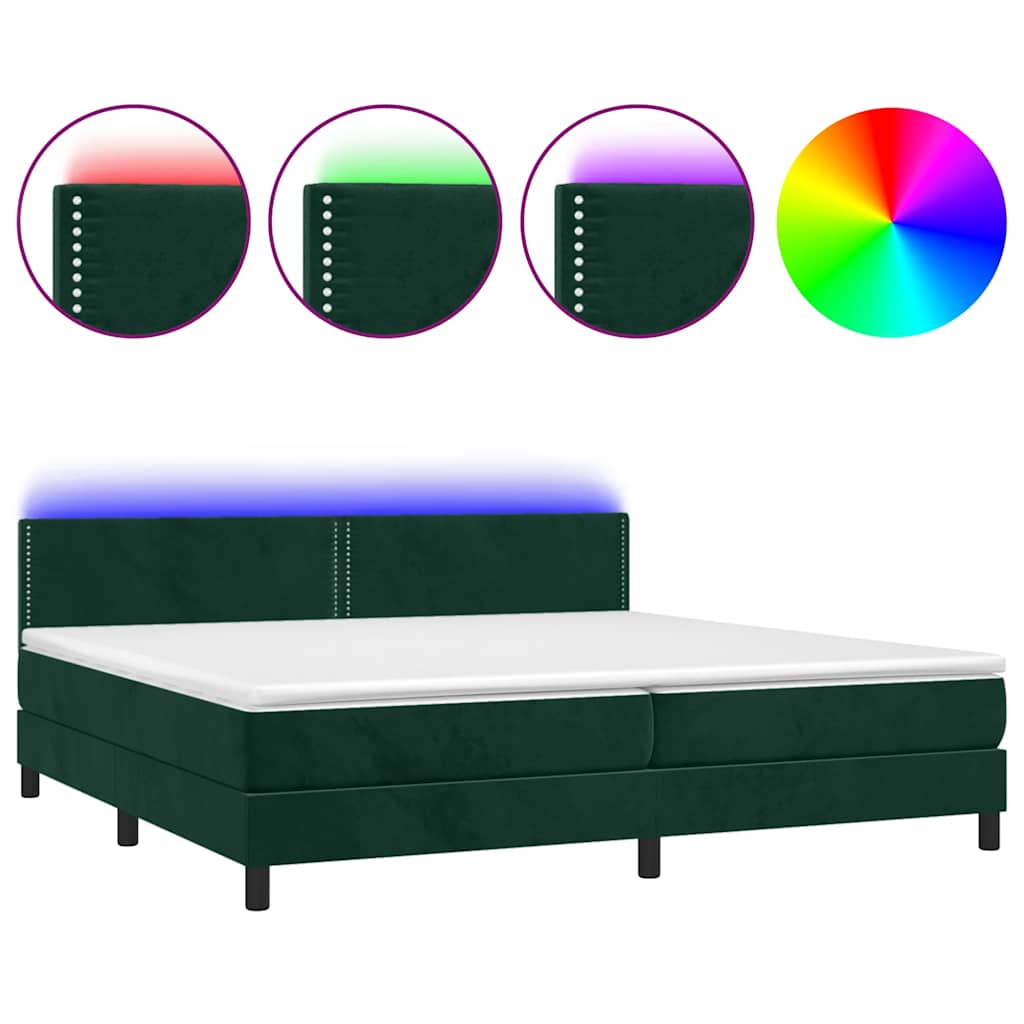 Boxspring met matras en LED fluweel donkergroen 200x200 cm is nu te koop bij PeponiXL, paradijselijk wonen!