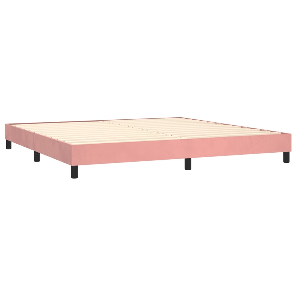 Boxspring met matras en LED fluweel roze 200x200 cm is nu te koop bij PeponiXL, paradijselijk wonen!
