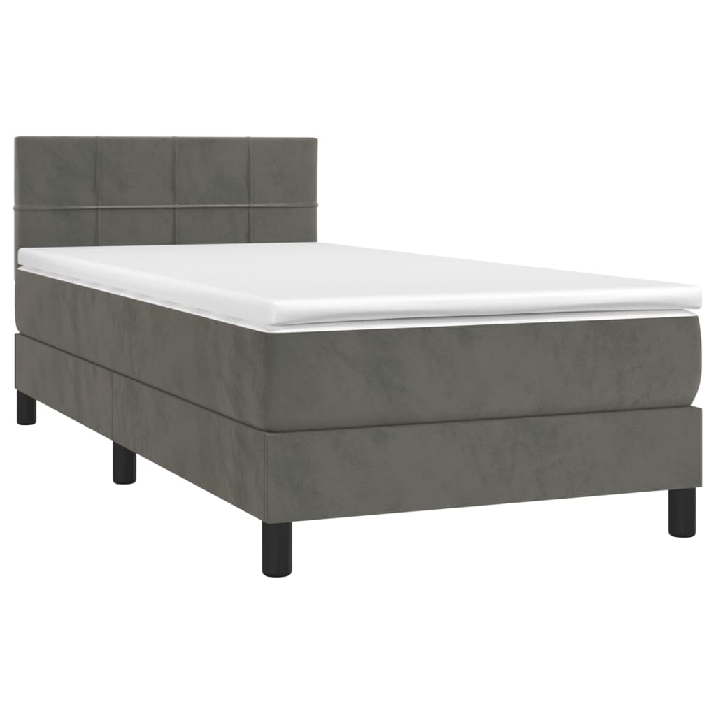 Boxspring met matras en LED fluweel donkergrijs 80x200 cm is nu te koop bij PeponiXL, paradijselijk wonen!