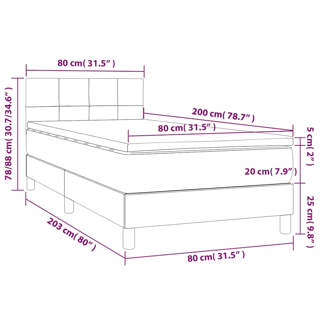 Boxspring met matras en LED fluweel zwart 80x200 cm is nu te koop bij PeponiXL, paradijselijk wonen!