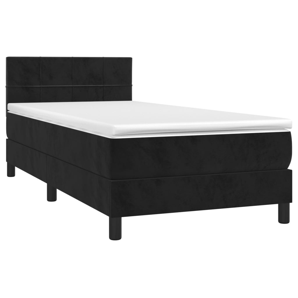 Boxspring met matras en LED fluweel zwart 90x200 cm is nu te koop bij PeponiXL, paradijselijk wonen!