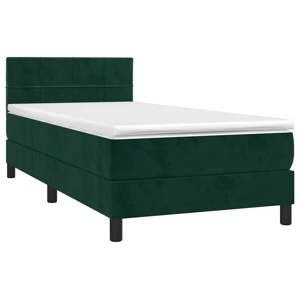 Boxspring met matras en LED fluweel donkergroen 100x200 cm is nu te koop bij PeponiXL, paradijselijk wonen!