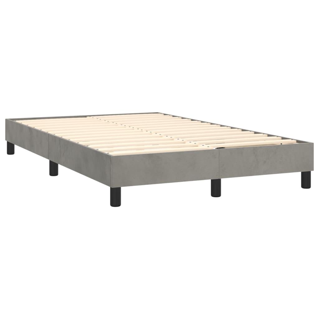 Boxspring met matras en LED fluweel lichtgrijs 120x200 cm is nu te koop bij PeponiXL, paradijselijk wonen!