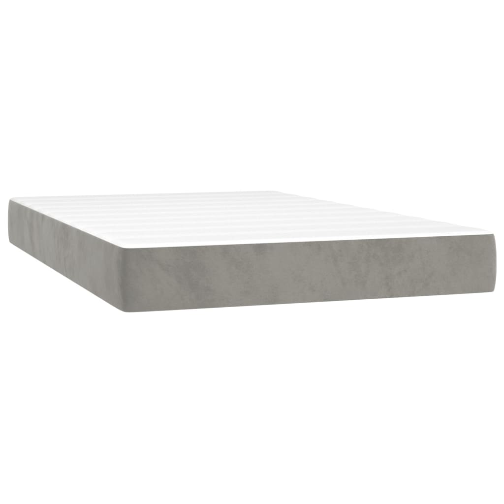 Boxspring met matras en LED fluweel lichtgrijs 120x200 cm is nu te koop bij PeponiXL, paradijselijk wonen!