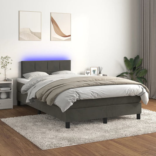 Boxspring met matras en LED fluweel donkergrijs 120x200 cm is nu te koop bij PeponiXL, paradijselijk wonen!