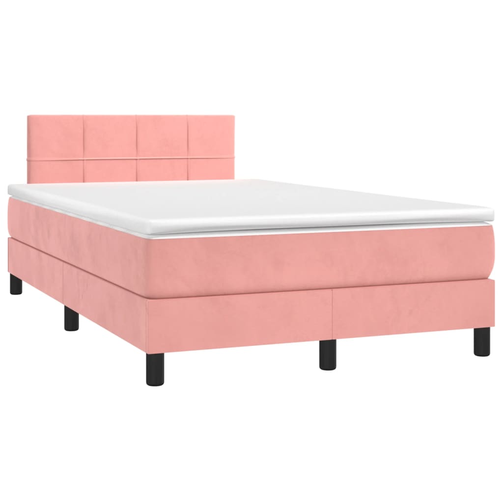 Boxspring met matras en LED fluweel roze 120x200 cm is nu te koop bij PeponiXL, paradijselijk wonen!