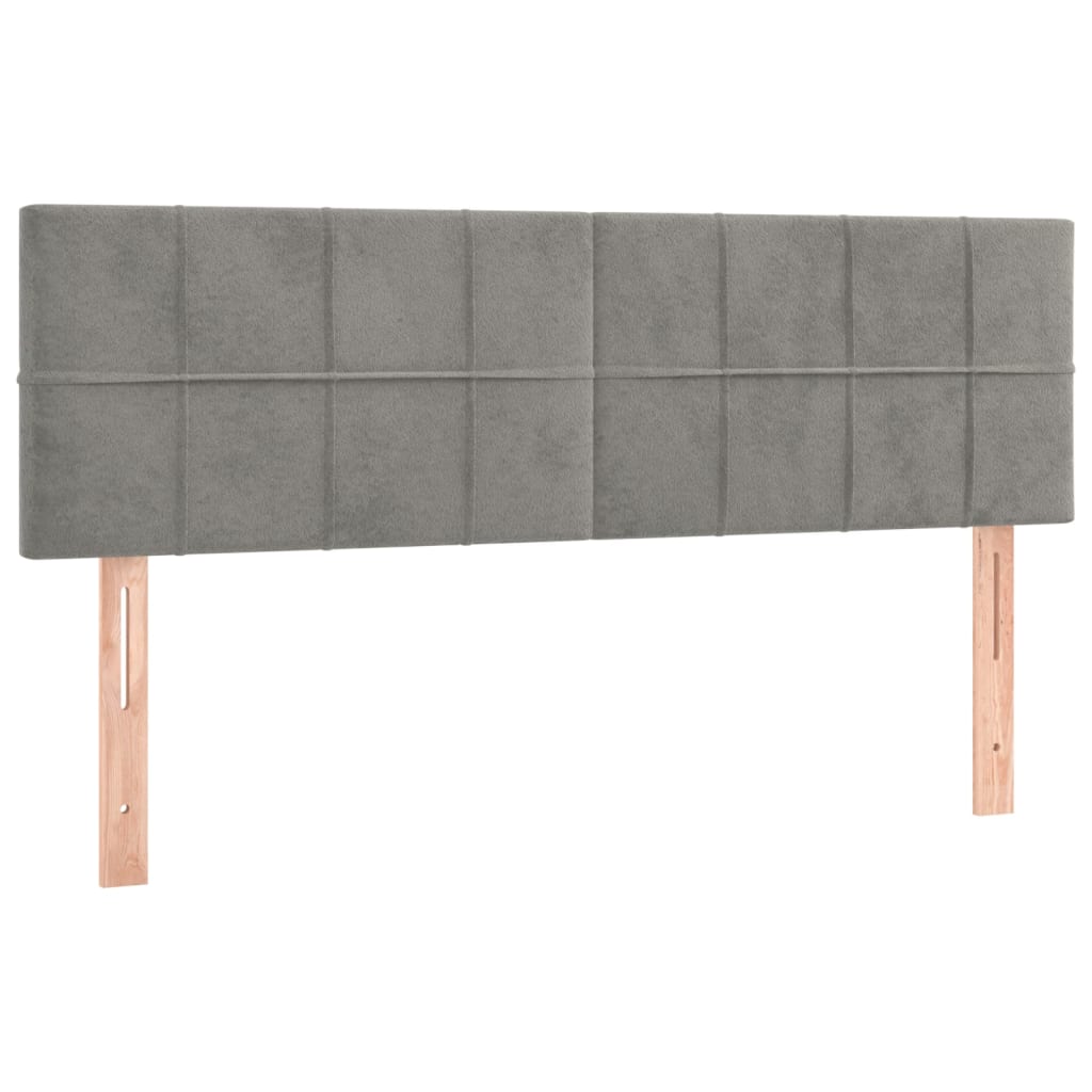 Boxspring met matras en LED fluweel lichtgrijs 140x190 cm is nu te koop bij PeponiXL, paradijselijk wonen!