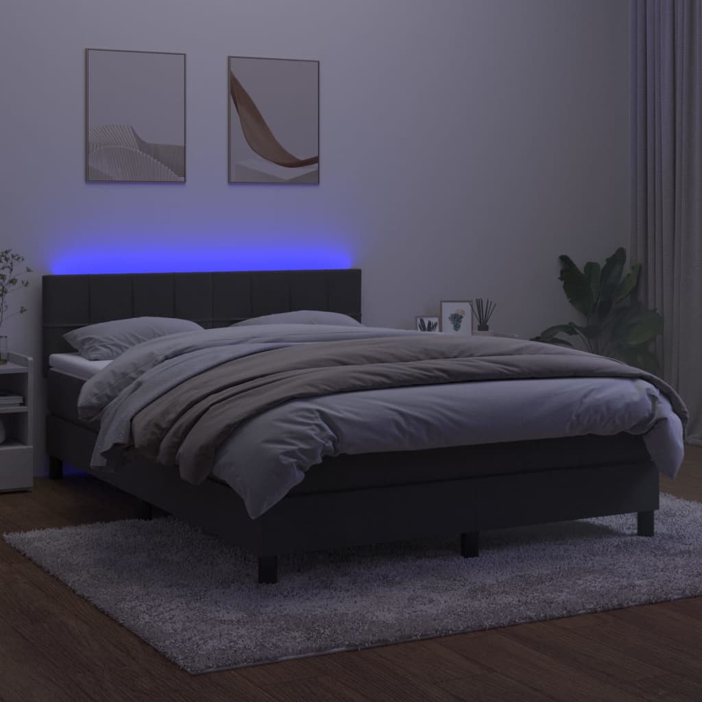 Boxspring met matras en LED fluweel donkergrijs 140x200 cm is nu te koop bij PeponiXL, paradijselijk wonen!