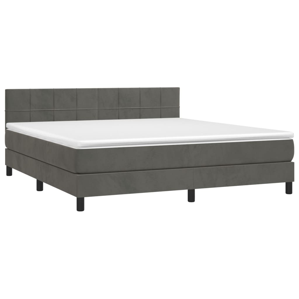 Boxspring met matras en LED fluweel donkergrijs 160x200 cm is nu te koop bij PeponiXL, paradijselijk wonen!