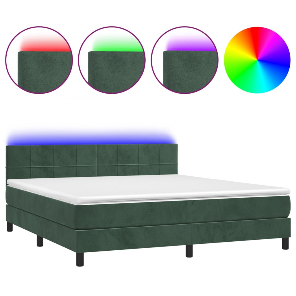 Boxspring met matras en LED fluweel donkergroen 160x200 cm is nu te koop bij PeponiXL, paradijselijk wonen!