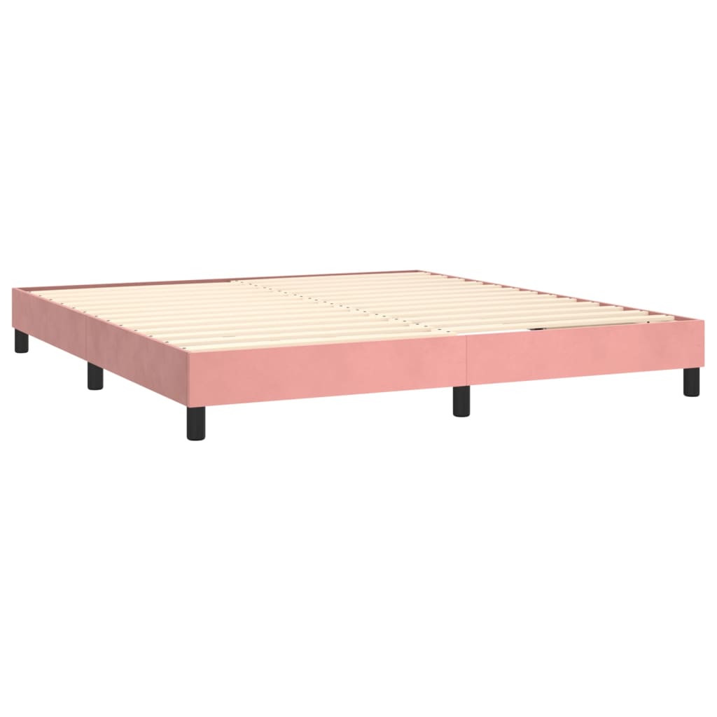 Boxspring met matras en LED fluweel roze 160x200 cm is nu te koop bij PeponiXL, paradijselijk wonen!