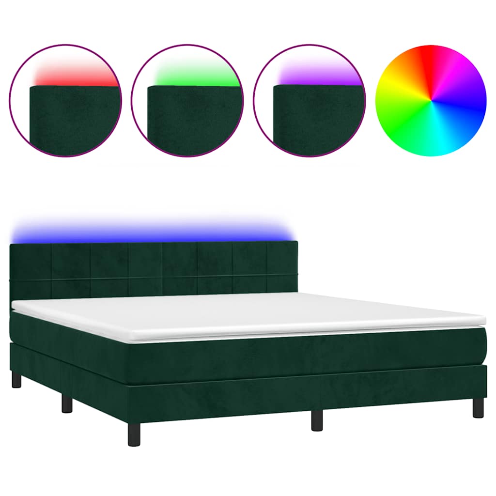 Boxspring met matras en LED fluweel donkergroen 180x200 cm is nu te koop bij PeponiXL, paradijselijk wonen!