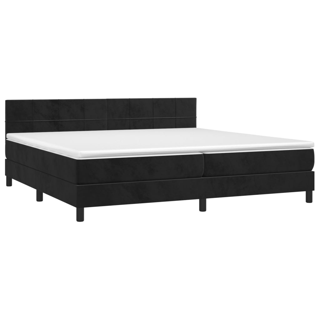 Boxspring met matras en LED fluweel zwart 200x200 cm is nu te koop bij PeponiXL, paradijselijk wonen!