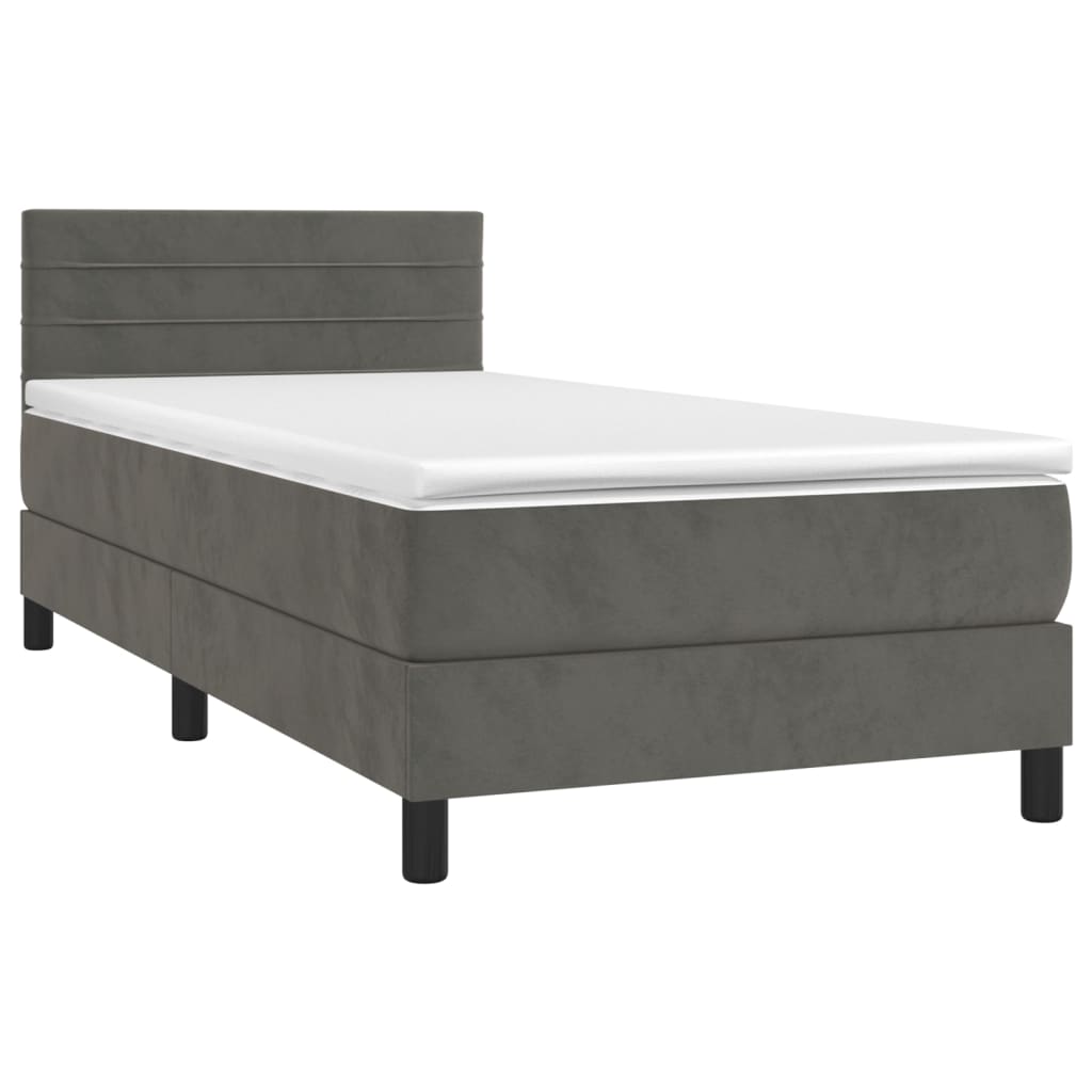 Boxspring met matras en LED fluweel donkergrijs 80x200 cm is nu te koop bij PeponiXL, paradijselijk wonen!