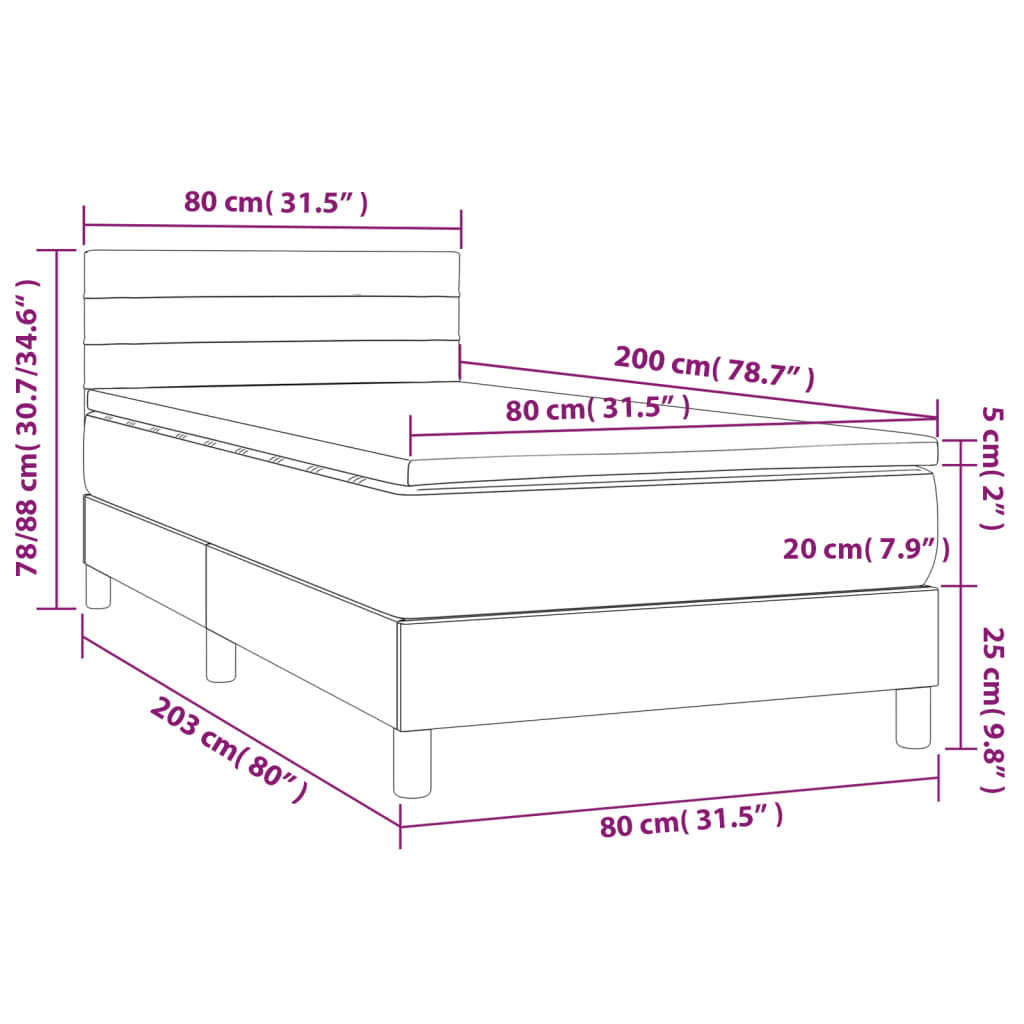 Boxspring met matras en LED fluweel zwart 80x200 cm is nu te koop bij PeponiXL, paradijselijk wonen!