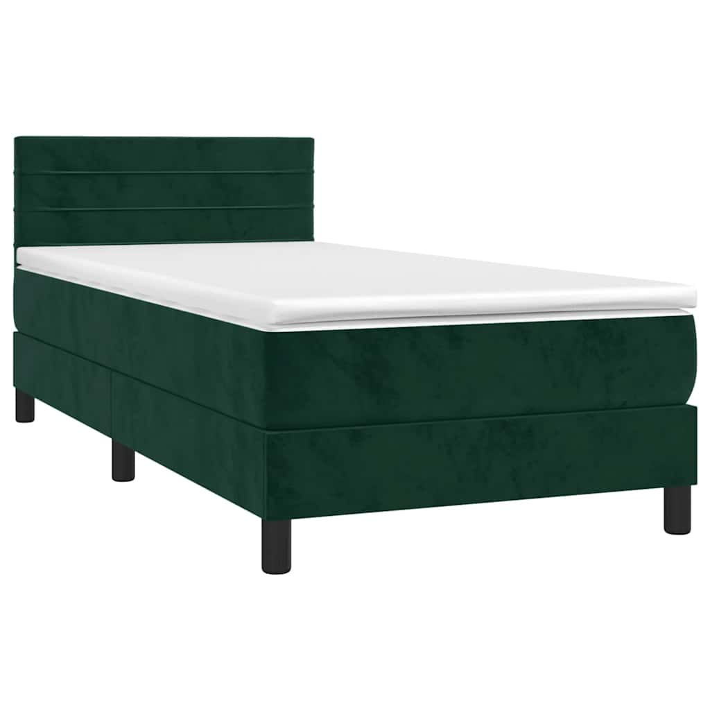 Boxspring met matras en LED fluweel donkergroen 80x200 cm is nu te koop bij PeponiXL, paradijselijk wonen!