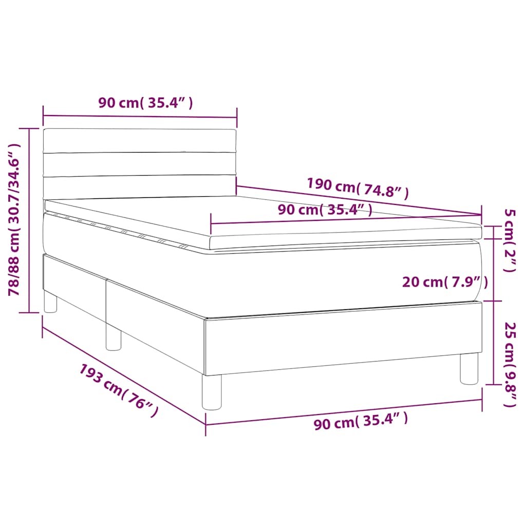 Boxspring met matras en LED fluweel donkergroen 90x190 cm is nu te koop bij PeponiXL, paradijselijk wonen!
