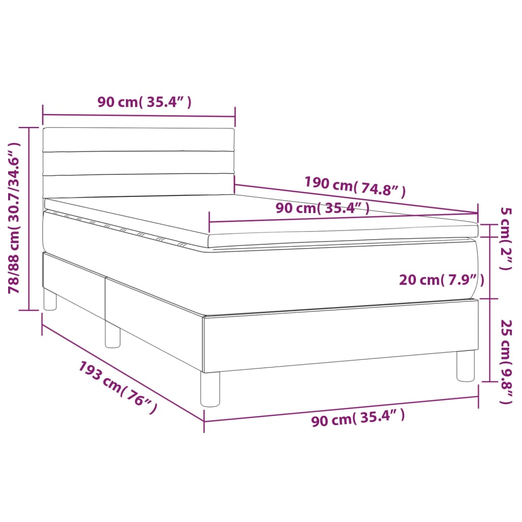 Boxspring met matras en LED fluweel roze 90x190 cm is nu te koop bij PeponiXL, paradijselijk wonen!