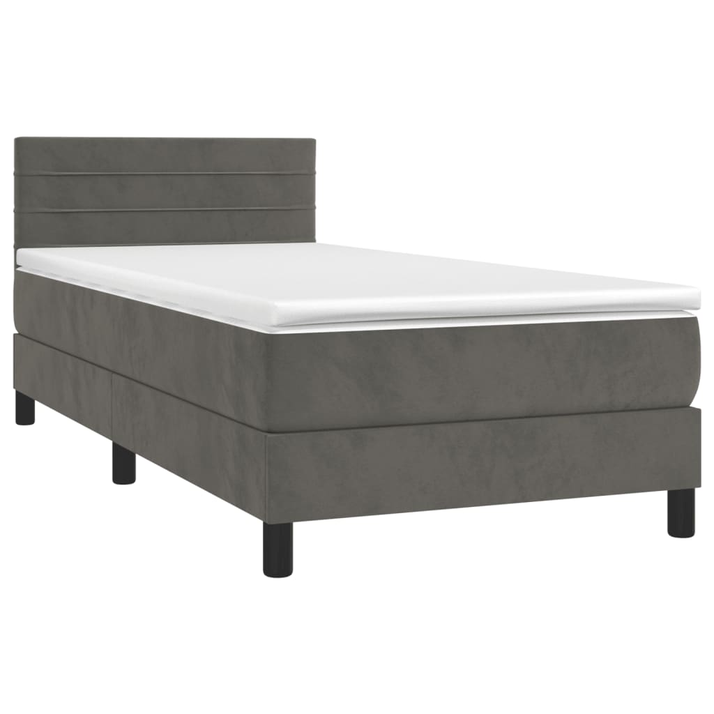 Boxspring met matras en LED fluweel donkergrijs 100x200 cm is nu te koop bij PeponiXL, paradijselijk wonen!