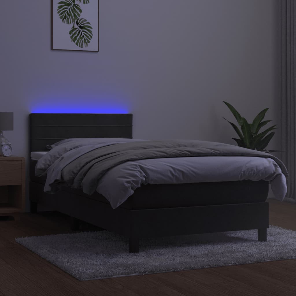 Boxspring met matras en LED fluweel donkergrijs 100x200 cm is nu te koop bij PeponiXL, paradijselijk wonen!