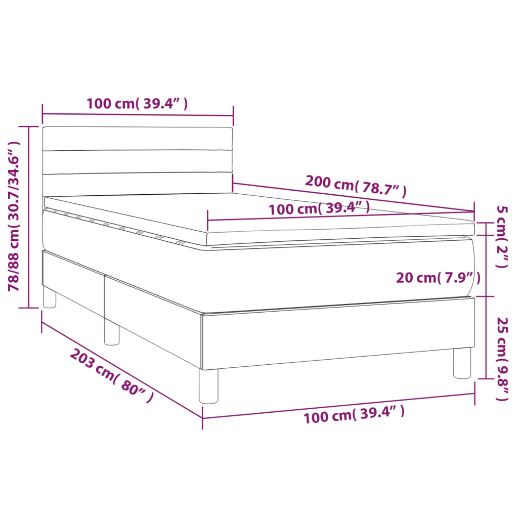 Boxspring met matras en LED fluweel zwart 100x200 cm is nu te koop bij PeponiXL, paradijselijk wonen!