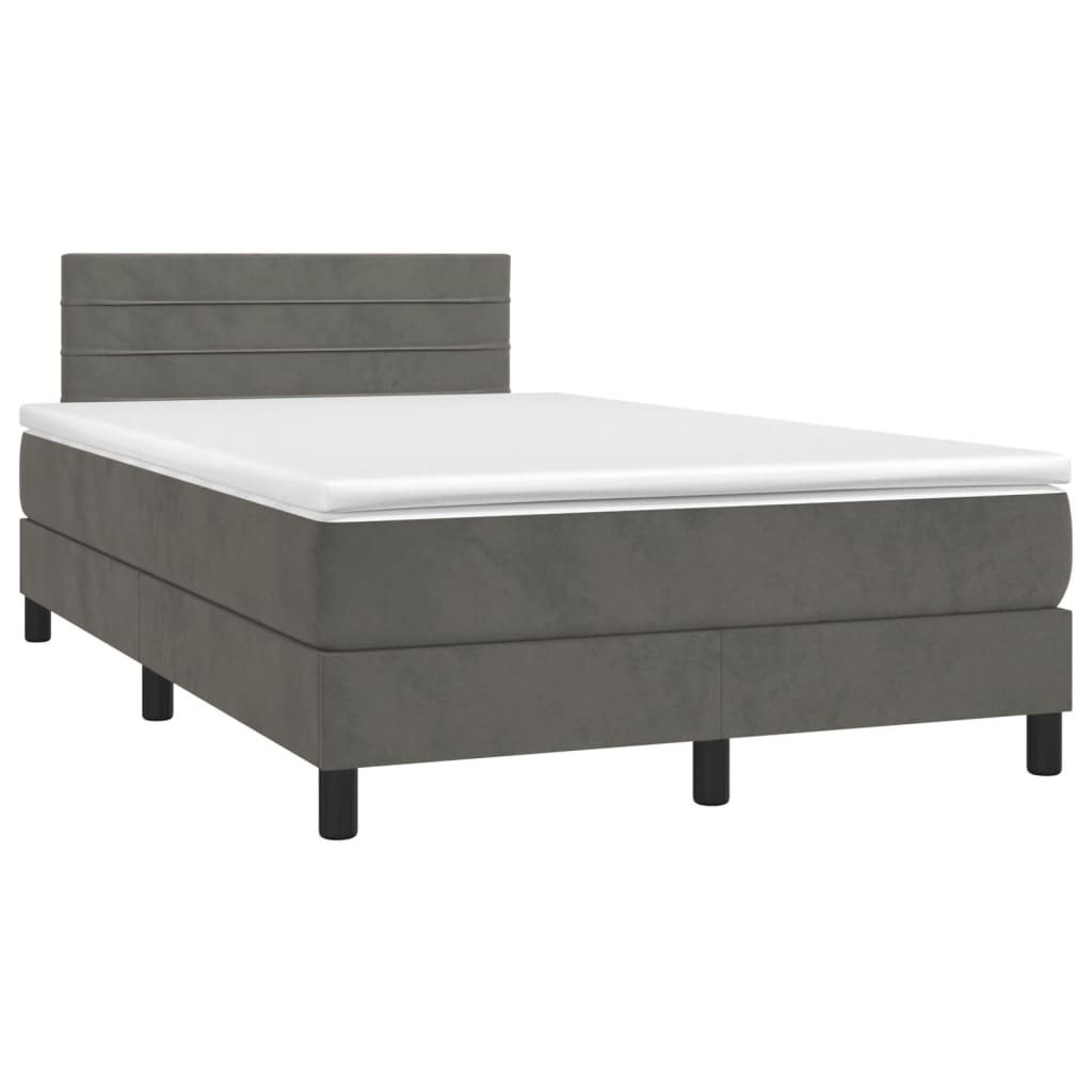 Boxspring met matras en LED fluweel donkergrijs 120x200 cm is nu te koop bij PeponiXL, paradijselijk wonen!