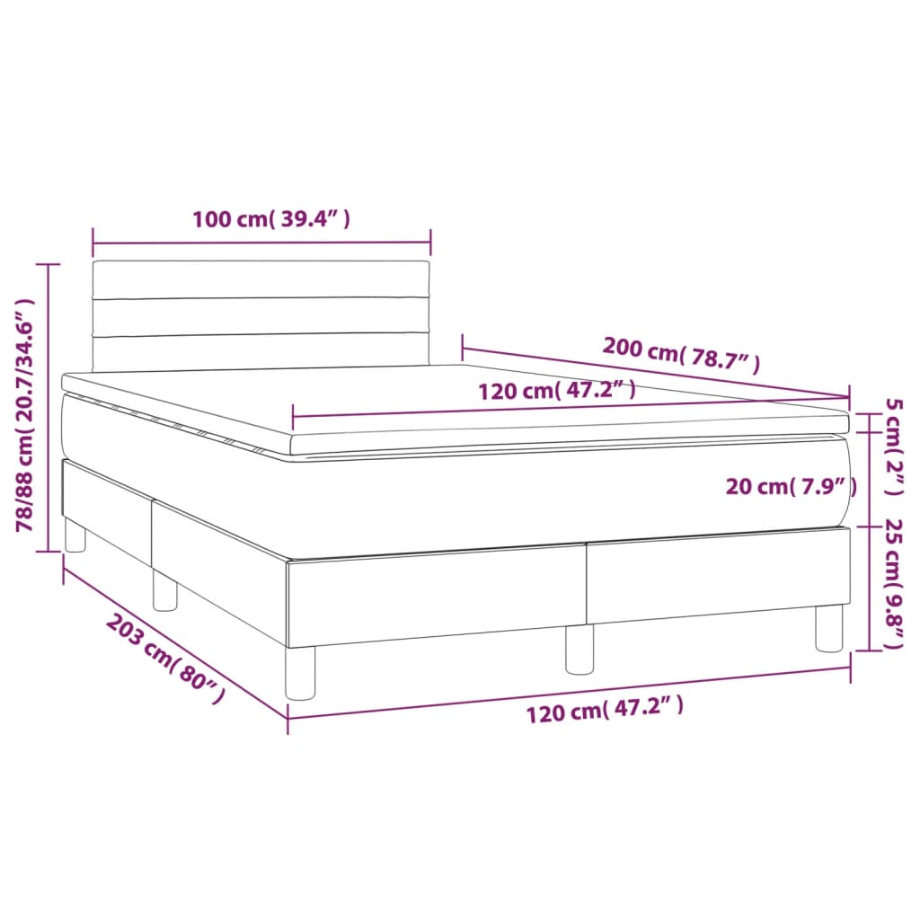 Boxspring met matras en LED fluweel donkergrijs 120x200 cm is nu te koop bij PeponiXL, paradijselijk wonen!