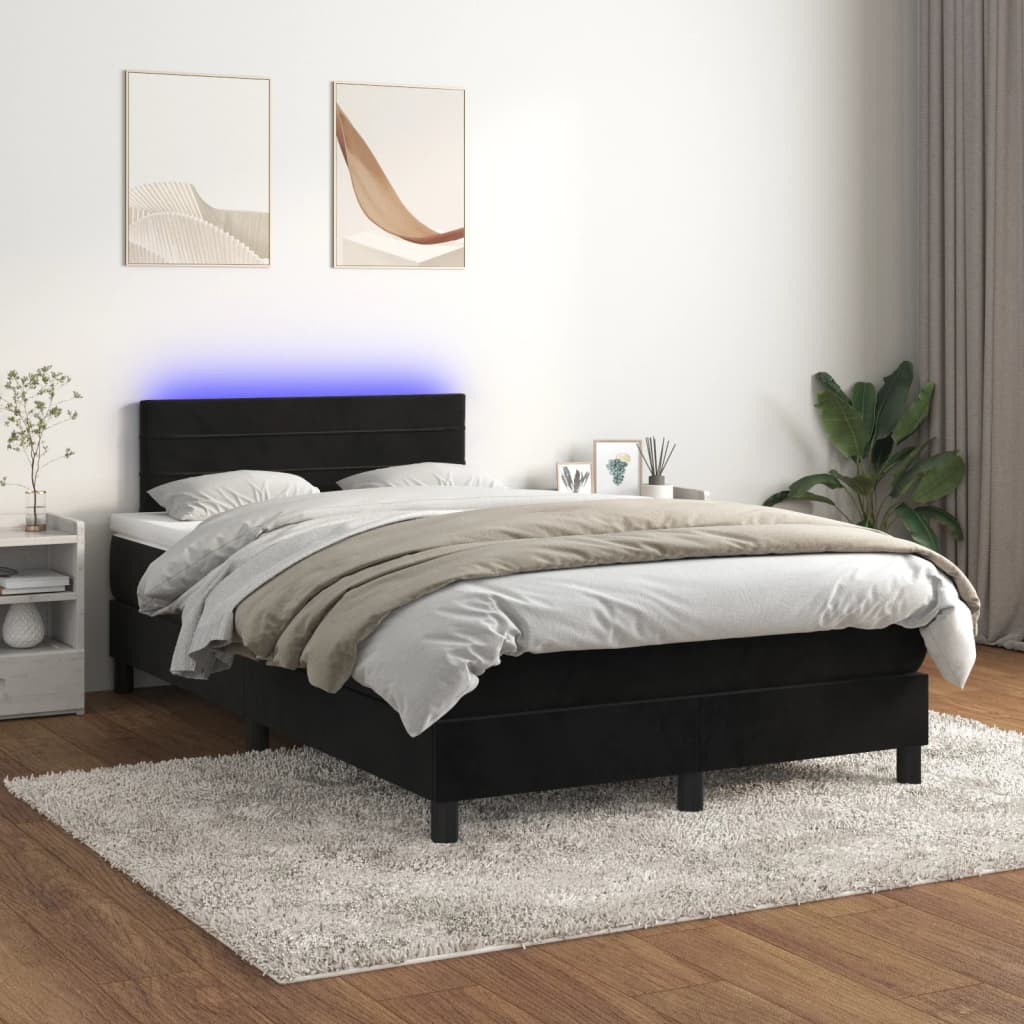 Boxspring met matras en LED fluweel zwart 120x200 cm is nu te koop bij PeponiXL, paradijselijk wonen!